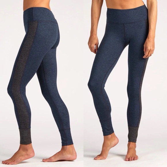 Vuori Pants - Vuori Color Block Navy Gray High Rise Waist Ankle Length Yoga Leggings XS